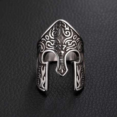 Bague Casque de Combattant Viking