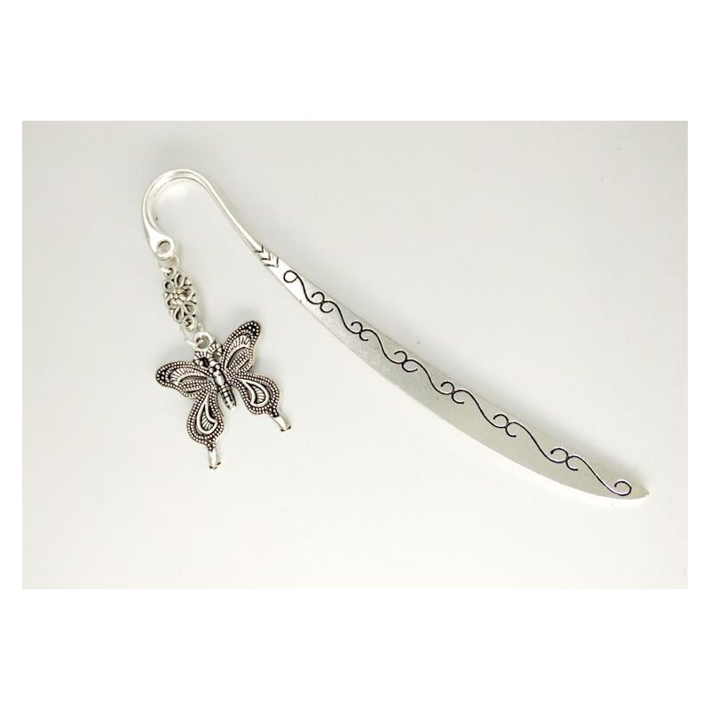 Signet En Métal Gravé Avec Chaîne Papillon – Citation Motivante – Cadeau Pour Lecteur – 13 X 2,7 Cm